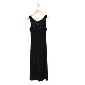 Vintage Bieff‎ Basix maxi dress black sleeveless beaded vintage 10